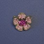 Brooch Flower with Pink Rhinestones 20mm+- Silver Metal