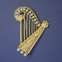 Brooch Harp with White Pearls 65x53mm± Golden Metal