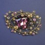 Brooch Accent with Large Heart-Shaped Crystal in Purple Color 63x43mm+- Yellow