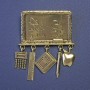 Brooch Mathematical Board with Pendants 60x45mm± Gold-Tone Metal