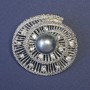 Brooch Accent with Gray Pearl and White Crystals (single) and Silver Metal 42×42 mm±