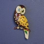 Brooch Owl Brown and Yellow Enamel with Golden Metal 55x28mm+