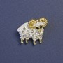Brooch Sheep White Enamel Gold-tone Metal 20x20mm