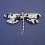 Brooch Butterfly with black and white pearl wings 75x50mm silver metal
