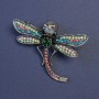Brooch Butterfly with multicolored rhinestones and gray pearl, gray metal 49x40mm+