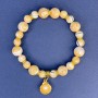 Bracelet Mother-of-Pearl Beige Natural Smooth Beads, diameter 7mm+-, diameter 10mm + -, length 18cm+- stretch