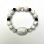 Howlite Bead Bracelet with Chadonight (Kaholungi) Bead, diameter 10mm± oval, diameter 25x18 mm±, Shungite, length 18cm±, stretch