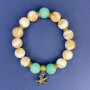 Bracelet with Mother of Pearl and Jadeite, smooth round beads 12mm diameter, length 18cm±, stretch