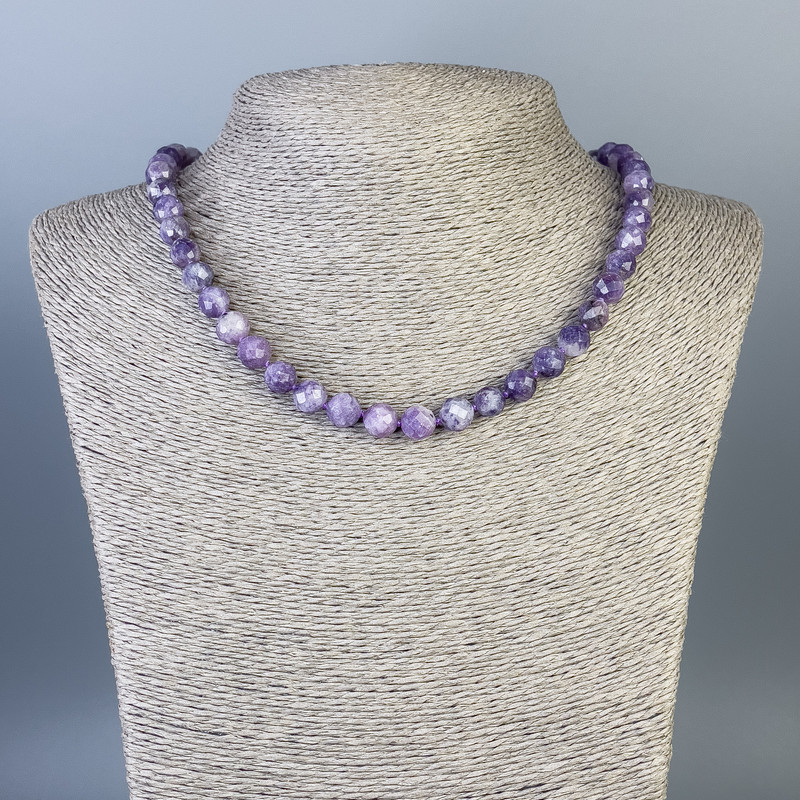 Lepidolite Necklace Granulated Bead, 8mm ± diameter, 47cm ± length