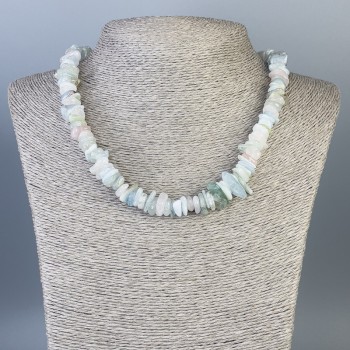 Morganite Bead Necklace, nugget, 12x1 mm+-, 9x4 mm+-, length 48 cm+