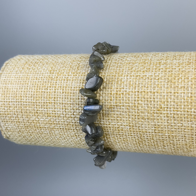 Bracelet Labradorite Chip 6x4mm +-, length 18cm +- stretch