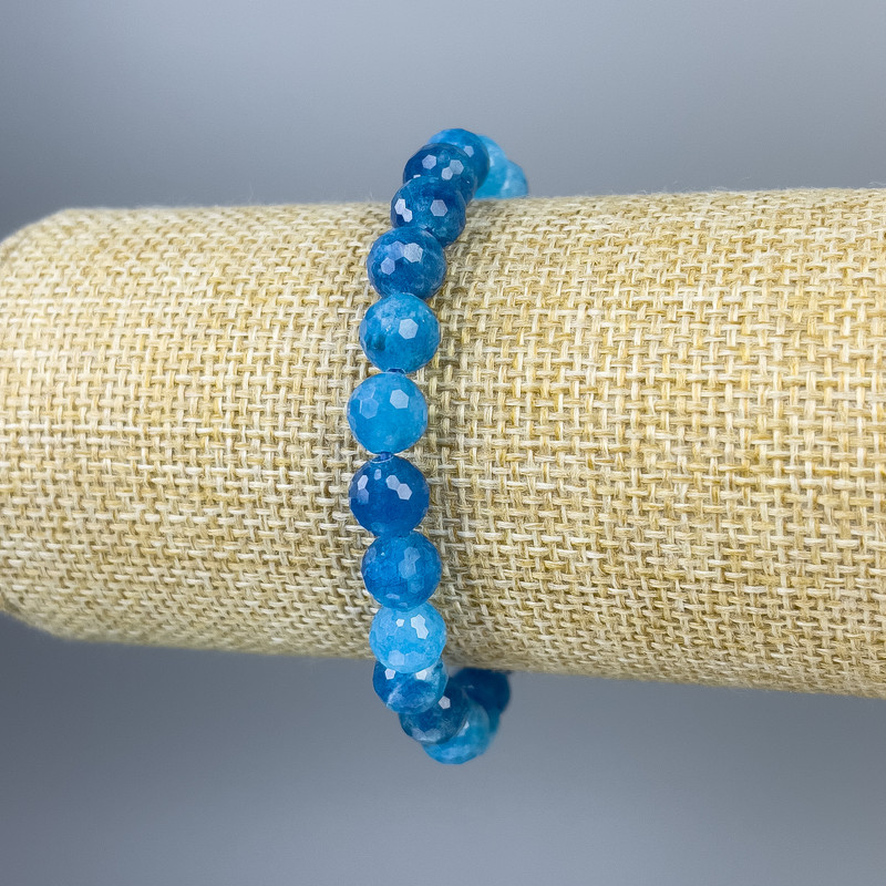 Apatite Bead-Cut Round Bracelet 8mm +-, 18cm length, stretch