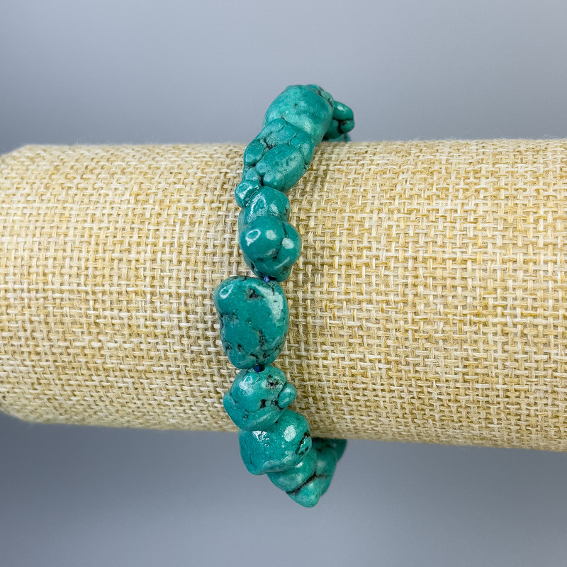 Turquoise Bracelet (imitation) faceted 19x9mm, length 18cm, stretch