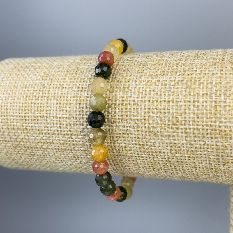Bracelet Assorted Stones Faceted Bead 6mm+-, length 18cm+- stretch