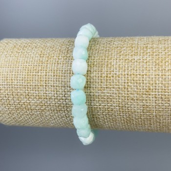 Angelite Faceted Cube Bracelet, 7x7mm diameter, 18cm length, stretch