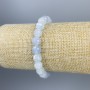 Aquamarine Bead Faceted Bracelet, 8mm diameter, 18cm length, stretch