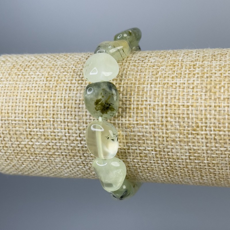 Bracelet Prehnite faceted beads, diameter 14x12mm+-, length 18cm+-, stretch