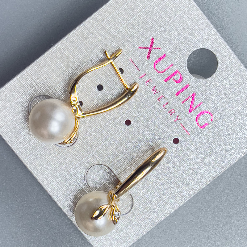 Earrings Xuping 18K Gold Plating with 10mm Pearl +-, length 25mm +