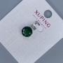 Xuping Pendant with Green Crystal, 9mm Ø, 17mm L, Rhodium 18K