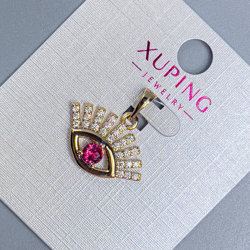 Xuping Pendant "Eye" with White Crystals and Pink Crystal, 20mm diameter + -, length 21mm+- 18K gold-pl plated