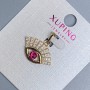 Xuping Pendant "Eye" with White Crystals and Pink Crystal, 20mm diameter + -, length 21mm+- 18K gold-pl plated