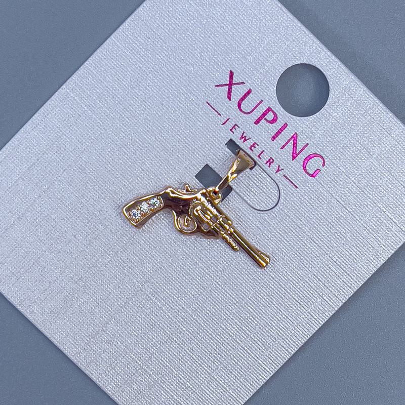 Xuping Pendant "Gun" with white rhinestones, diameter 18mm+ -, length 18mm+- 18K plating