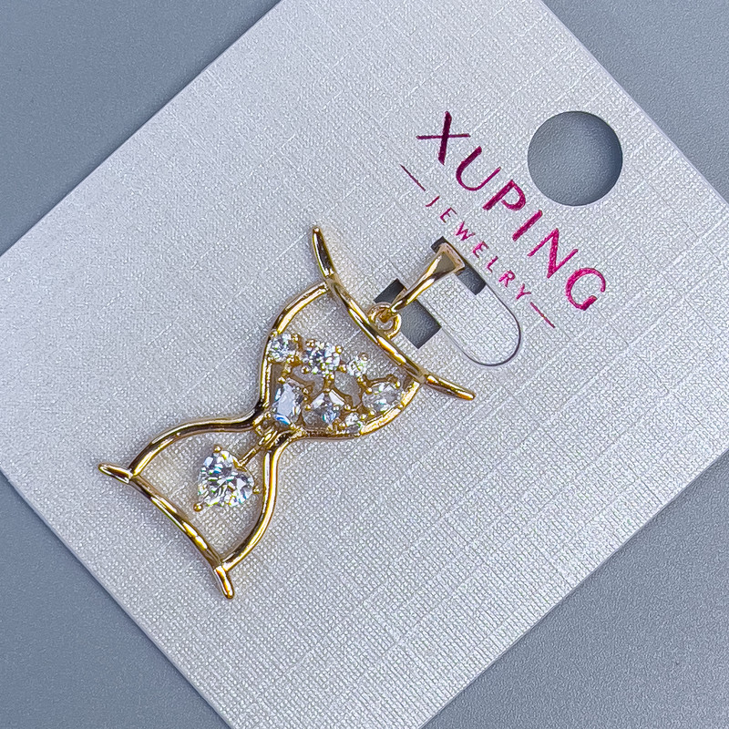 Xuping Pendant "Sand Hourglass" with white rhinestones, diameter 18mm+, length 28mm+, 18K gold plating