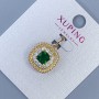 Xuping Pendant with White Rhinestones and Green Crystal, 14mm diameter +-, length 22mm +-, 18K Gold Plating