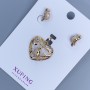 Xuping Set: Stud Earrings "Bird" and Heart Pendant with Bird, 26mm Length + 18K Gold Plating