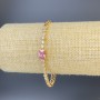 Xuping Bracelet with White Crystals and Pink Stone, 3mm Thick, 19cm± Length, Gold Plated