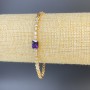 Xuping bracelet with white rhinestones and violet stone, 3mm thickness, 19cm length +/-, gold plated