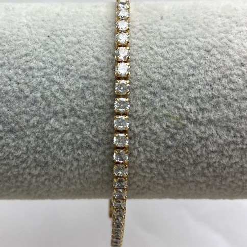 Xuping Bracelet with White Stones, 3mm thickness, 20cm length ± Gold Plated