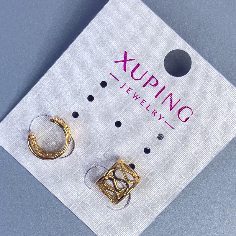 Double Hoop Xuping with Pattern 10x8 mm ± 18K Gold Plating