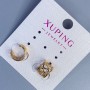 Double Hoop Xuping with Pattern 10x8 mm ± 18K Gold Plating