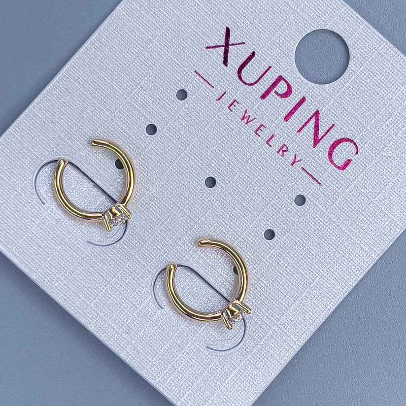 Xuping Café with White Crystal, 10x2mm ± diameter, 18K Gold Plating