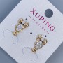 Xuping Cancer stud earrings with white crystals, 16×9 mm ±, 18k gold plating