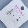 Xuping Stud Earrings with Black Stone 3mm+ Rhodium