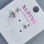Xuping stud earrings with purple stone 3mm+ rhodium plated