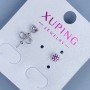 Xuping Stud Earrings with Pink Stone 3mm+ Rhodium
