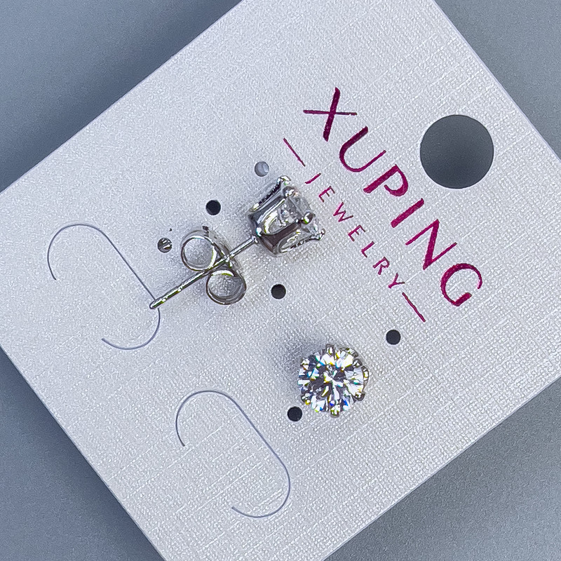 Xuping Stud Earrings with White Stone Rhodium Plating 6mm+