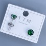 Xuping Stud Earrings with Green Stone 6mm+ Rhodium