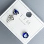 Stud Earrings Xuping with Blue Stone 6mm+ Rhodium