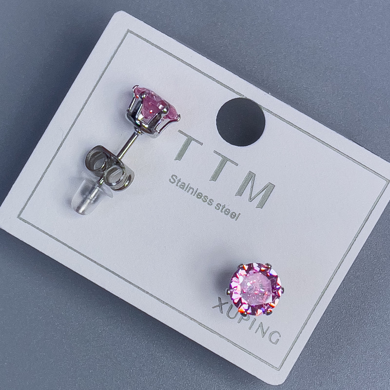 Earrings Studs Xuping with Rose Stone 6mm+ Rhodium