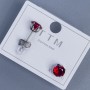 Earrings Studs Xuping with Red Stone 6mm+- Rhodium
