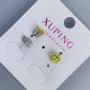 Xuping Stud Earrings with Yellow Stone in Crown Setting 6mm+ Rhodium Plated