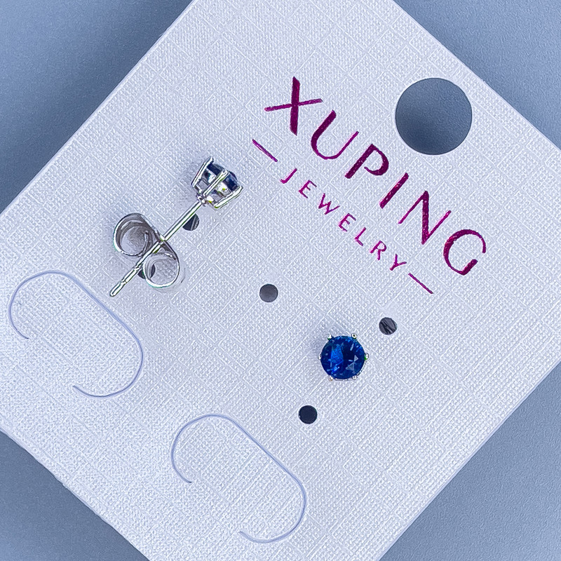 Xuping Stud Earrings with Blue Stone Rhodium Plated 4mm+-