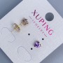 Earrings 'Heart' with a Purple Stone 5mm+- 18k Gold Plated
