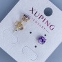 Xuping Stud Earrings with Violet Stone, Square Setting "Quadro" 6mm+ with 18K Gold Plating