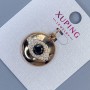 Xuping Pendant with White Rhinestones and Black Crystal, diameter 19mm, thickness 5mm ±, length 29mm ±, gold-pl plated