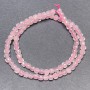 Beads Pink Quartz on thread, faceted cube, diameter 4mm±, length 39cm±